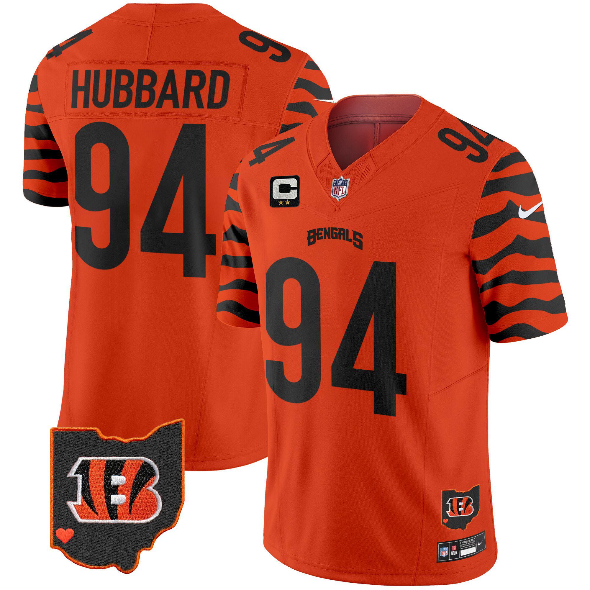 Men Cincinnati Bengals #94 Hubbard Orange 2024 Nike Stripes Vapor Limited NFL Jersey